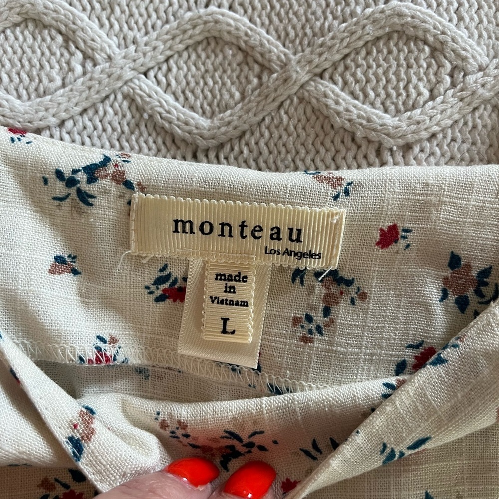 Monteau Rayon/Linen Blend Floral off-White Sleeveless Dress Juniors Size Large - Picture 12 of 15